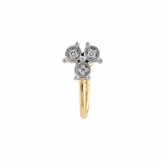 Classic Trio Floral Accent Diamond Gold Nose Pin