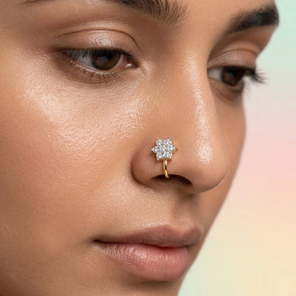 Floral Cluster Diamond Nose Pin