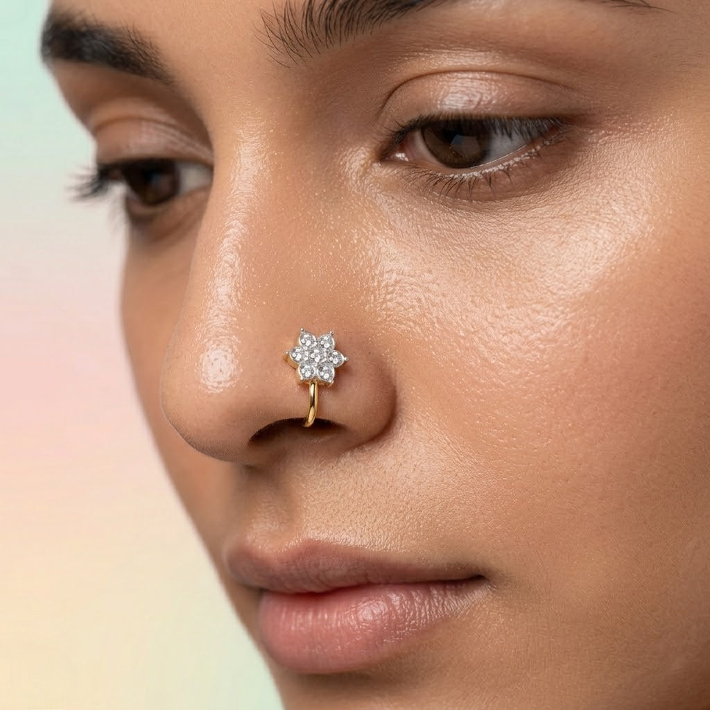 Floral Cluster Diamond Nose Pin