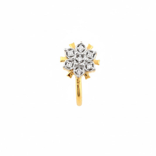 Brilliant Sunflower Cluster Diamond Gold Nose Pin