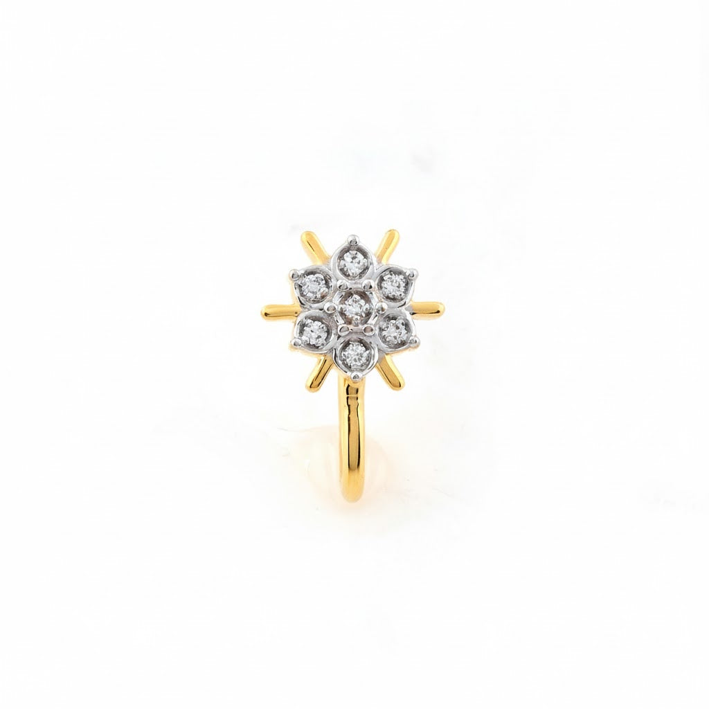 Sunray Floral Cluster Glow Diamond Gold Nose Pin