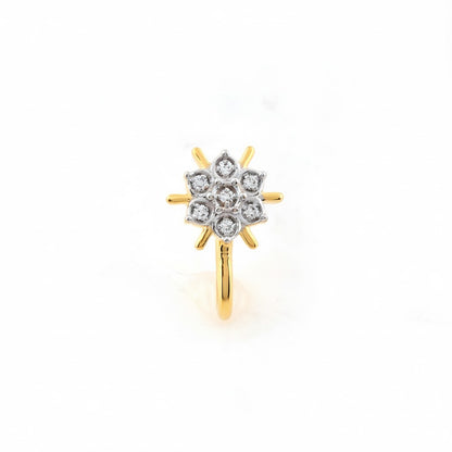 Sunray Floral Cluster Glow Diamond Gold Nose Pin
