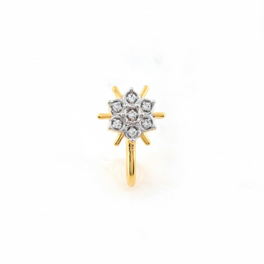 Sunray Floral Cluster Glow Diamond Gold Nose Pin