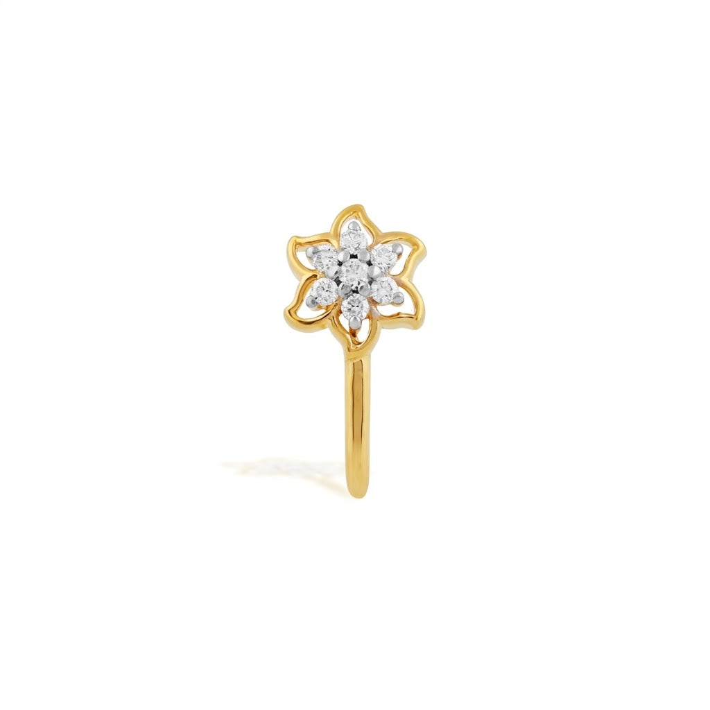 Floral Star Diamond Nose Pin
