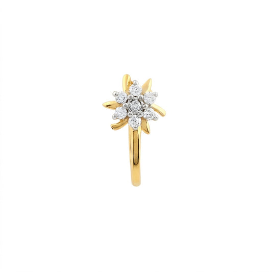 9K Floral  Sparkle Diamond Gold Nose Pin