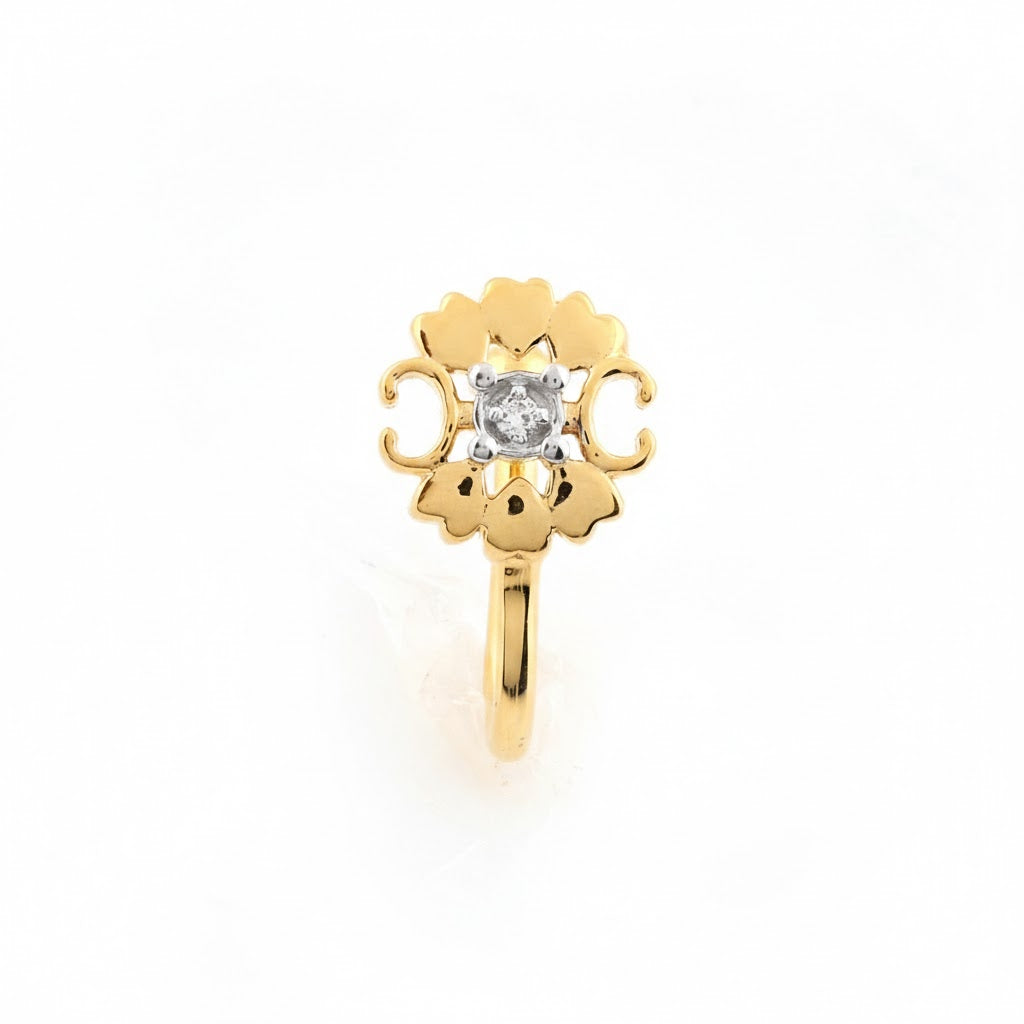 Classic Petal Spark Diamond Gold Nose Pin