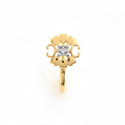 Classic Petal Spark Diamond Gold Nose Pin