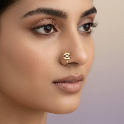 Classic Petal Spark Diamond Gold Nose Pin