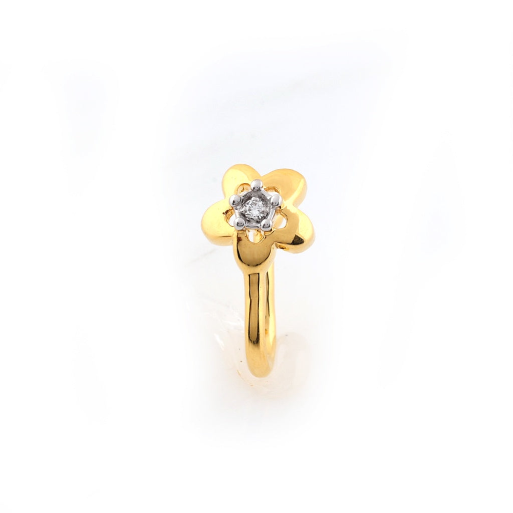 Minimal Blossom Spark 9K Diamond Gold Nose Pin