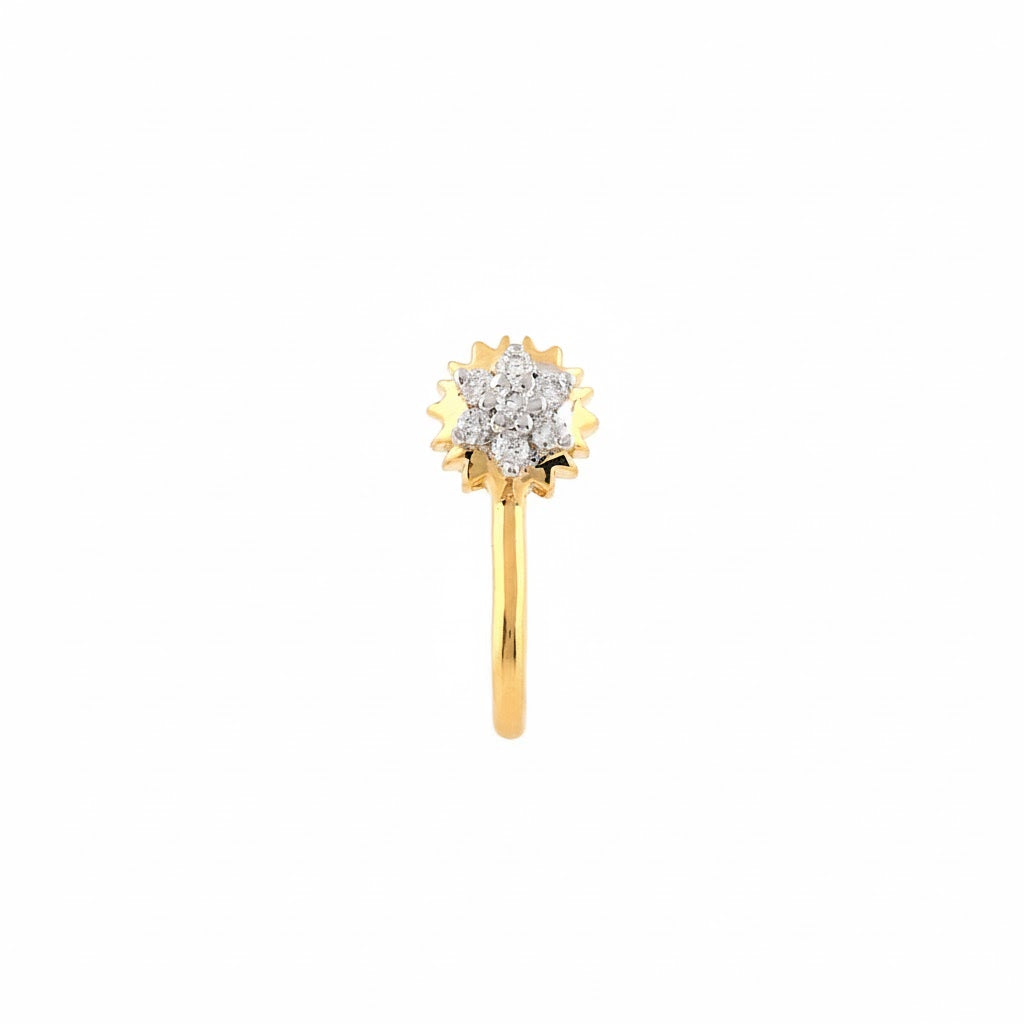 Radiant Sunburst Floral Glow Diamond Gold Nose Pin