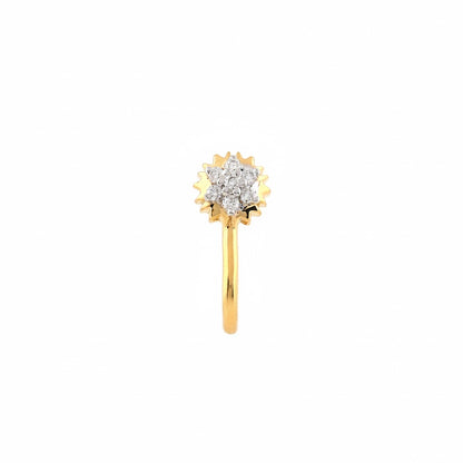 Radiant Sunburst Floral Glow Diamond Gold Nose Pin