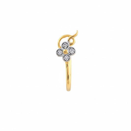 Elegant Curved Sparkle Diamond Gold Nose Pin