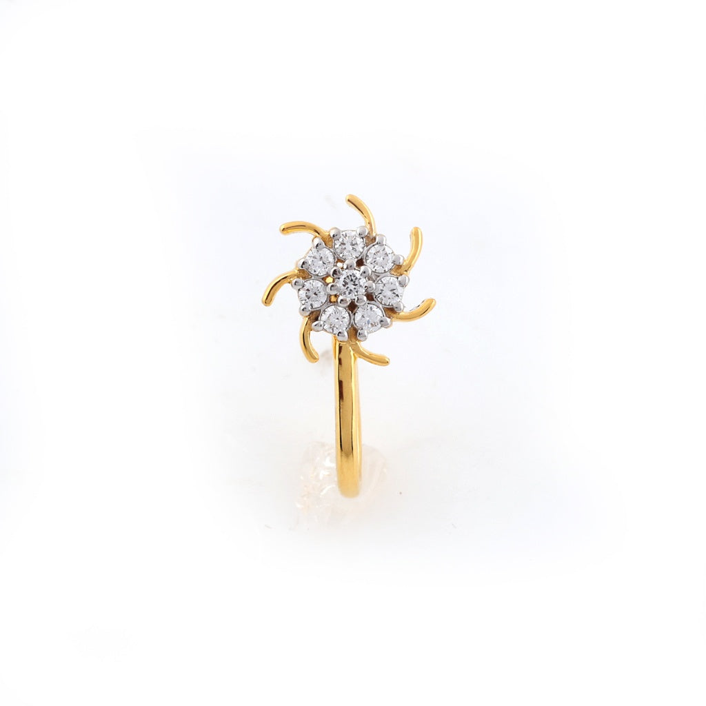Radiant Swirl Blossom 9K Diamond Gold Nose Pin