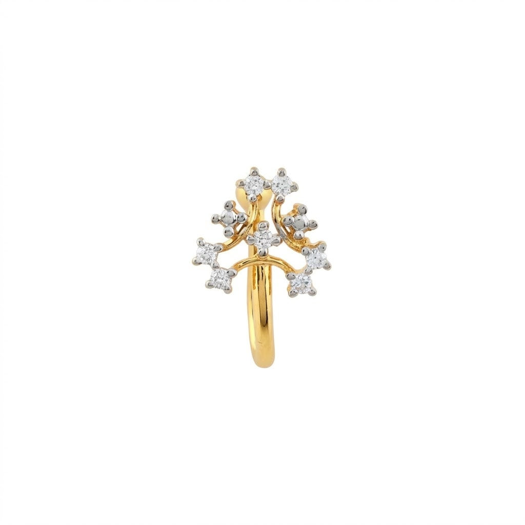 Tree Style Diamond Gold Nose Pin