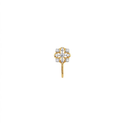 Graceful Clover Spark Diamond Gold Nose Pin