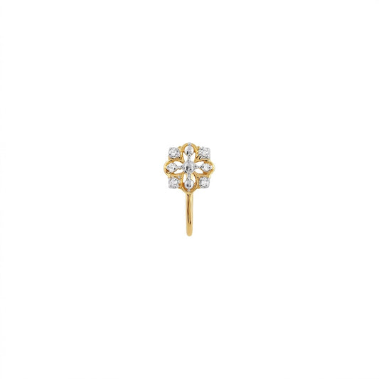 Graceful Clover Spark Diamond Gold Nose Pin