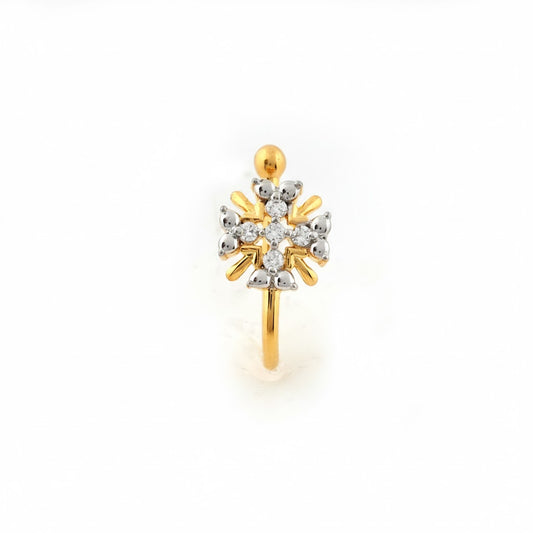 Floral Star Diamond Gold Nose Pin