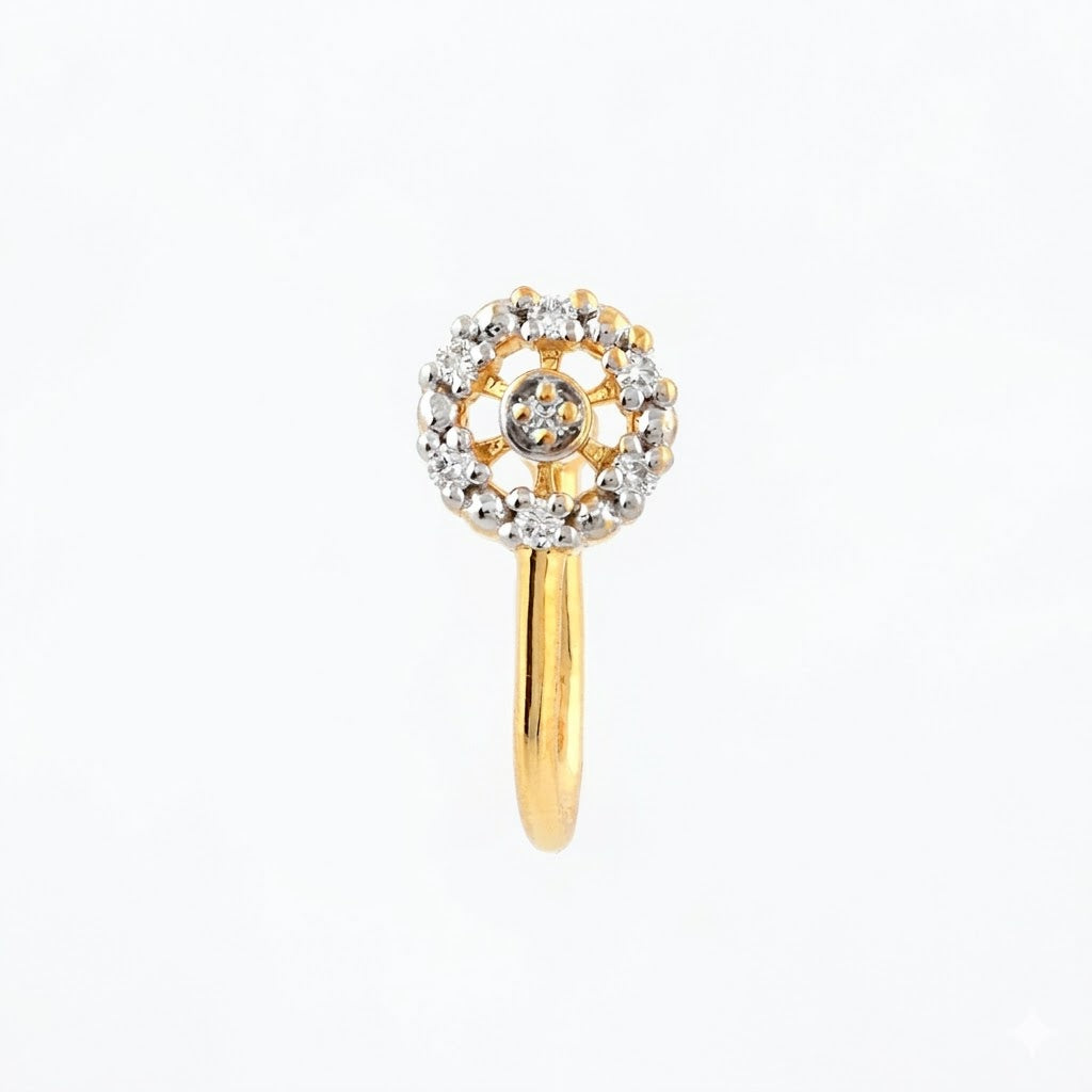 Blooming Petal Shine Diamond Gold Nose Pin