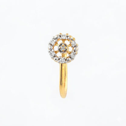 Blooming Petal Shine Diamond Gold Nose Pin