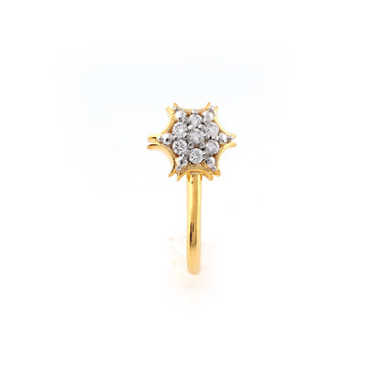 Floral Cluster Diamond Gold Nose Pin