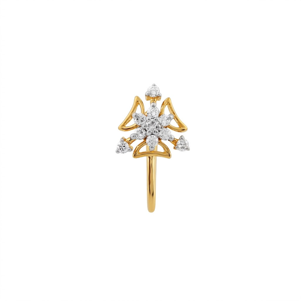 Tri-Petal Diamond Gold Nose Pin