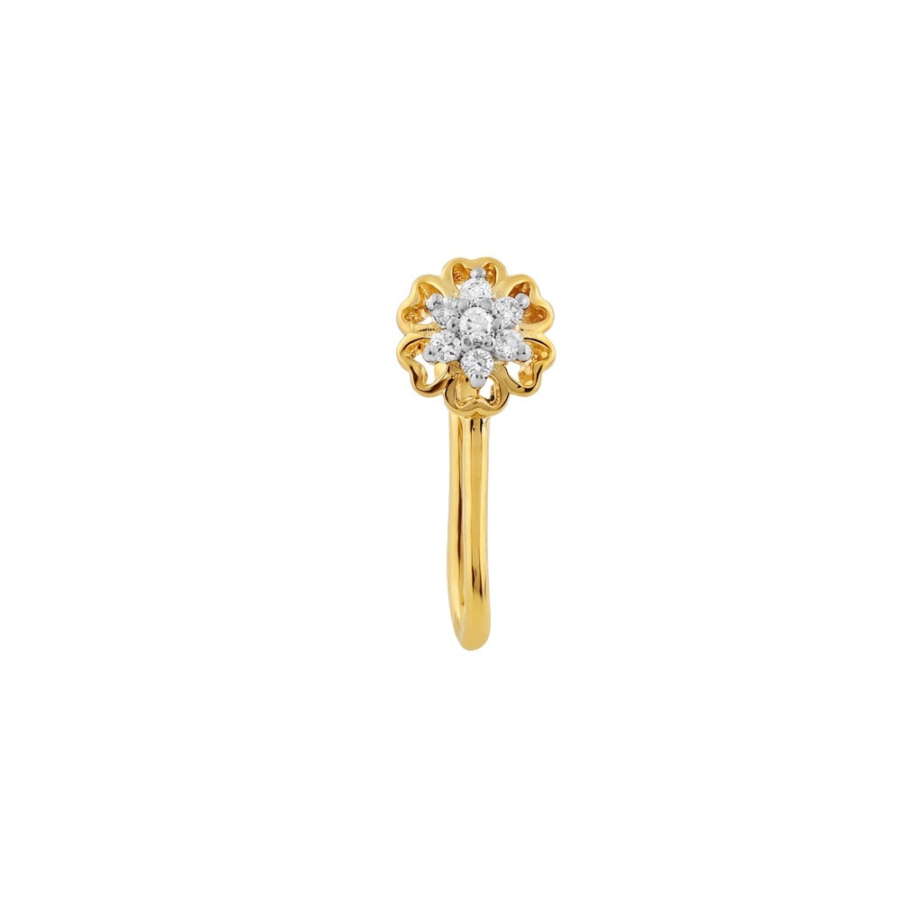 Golden Floral Diamond Nose Pin
