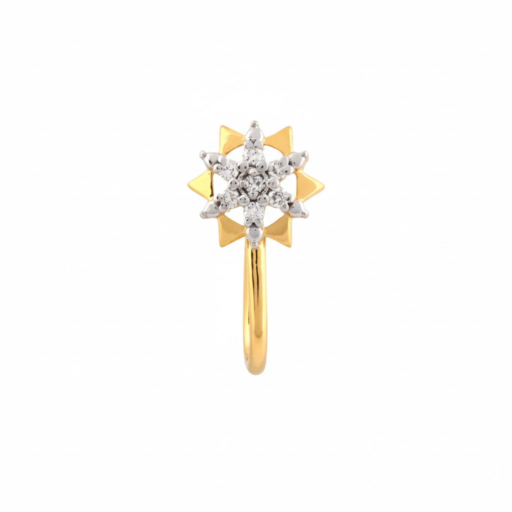 Starburst Floral Shine Diamond Gold Nose Pin