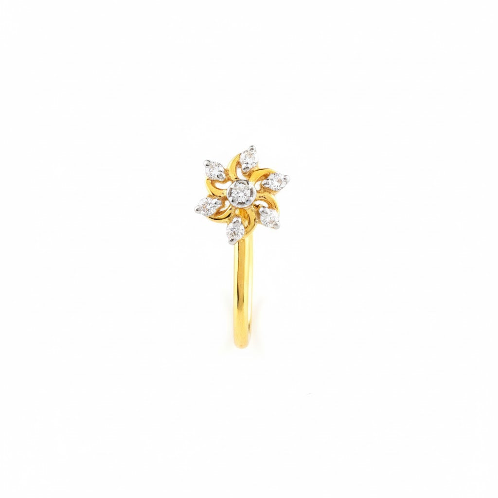 Elegant Flower Diamond Gold Nose Pin