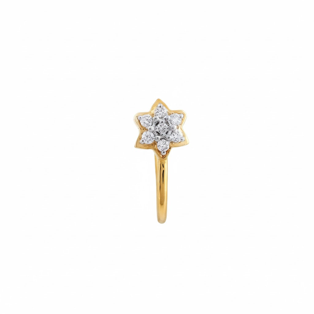 Radiant Star Bloom Diamond Gold Nose Pin