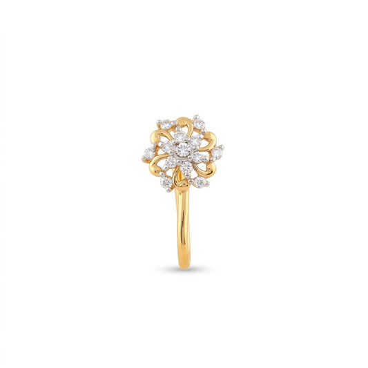 Classic Floral Pressing Type Diamond Nose Pin