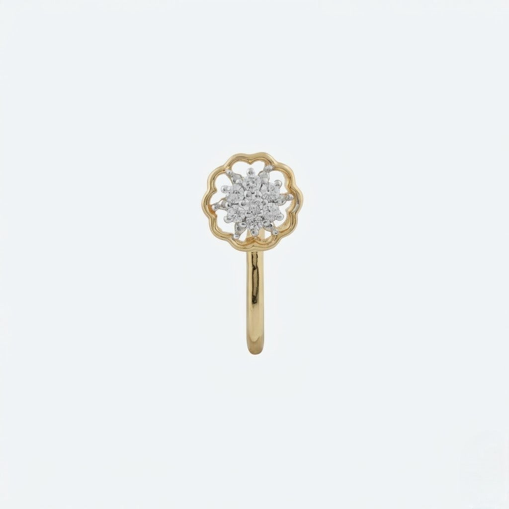 Floral Pressing Type Diamond Nose Pin