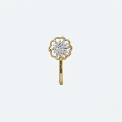 Floral Pressing Type Diamond Nose Pin