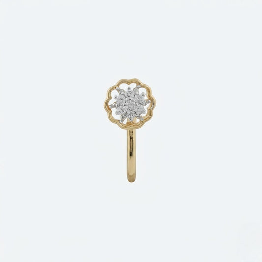 Floral Pressing Type Diamond Nose Pin