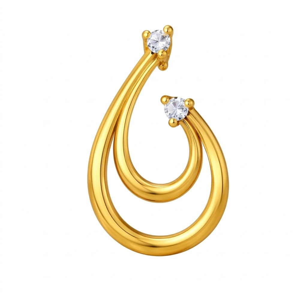 Graceful Spiral Drop Diamond Gold Pendant