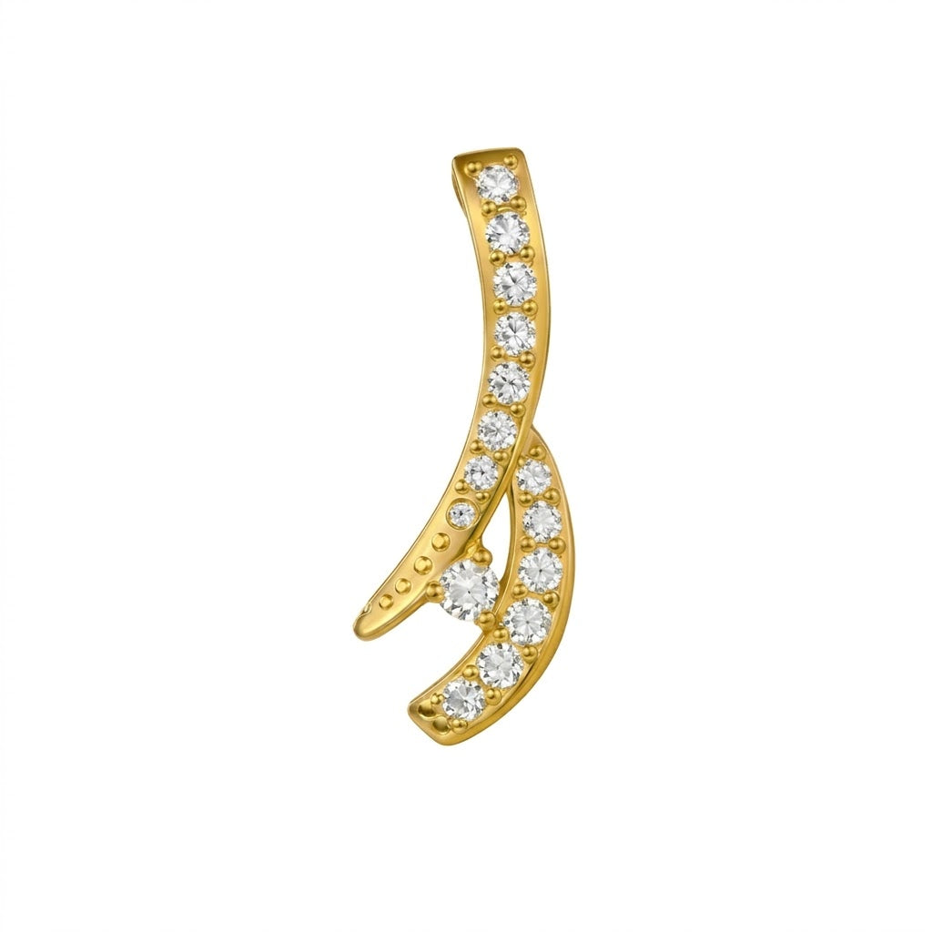 Curved Grace Dual-Row Diamond Gold Pendant