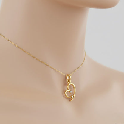 Tender Dual Heart Diamond Gold Pendant