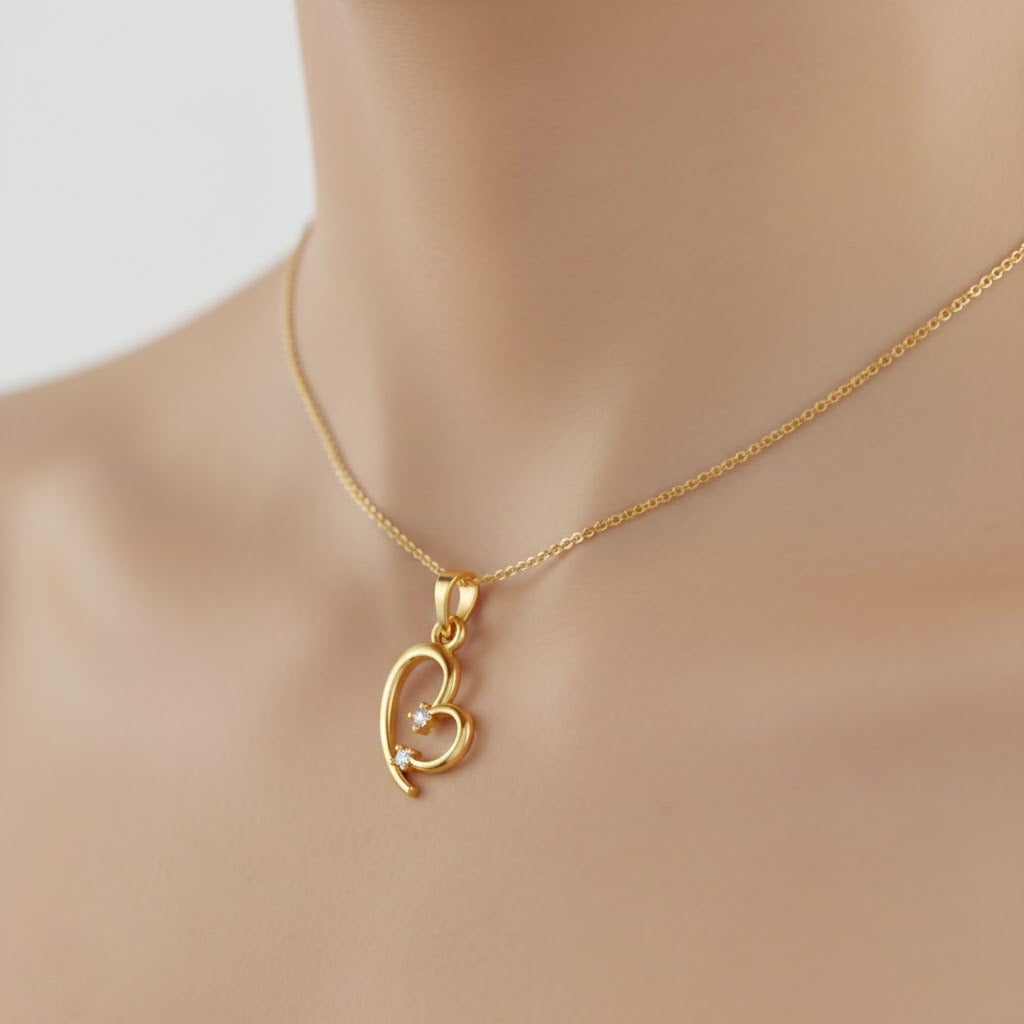 Tender Dual Heart Diamond Gold Pendant