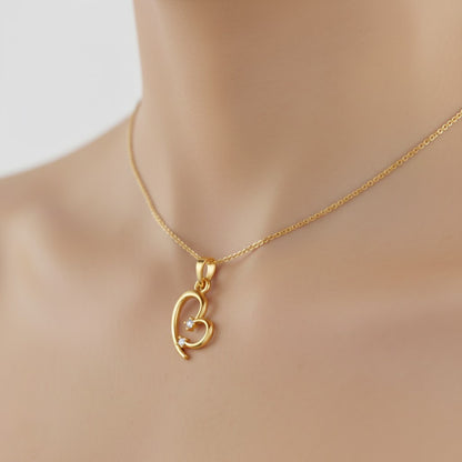 Tender Dual Heart Diamond Gold Pendant