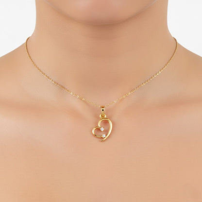 Tender Dual Heart Diamond Gold Pendant