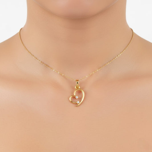 Tender Dual Heart Diamond Gold Pendant
