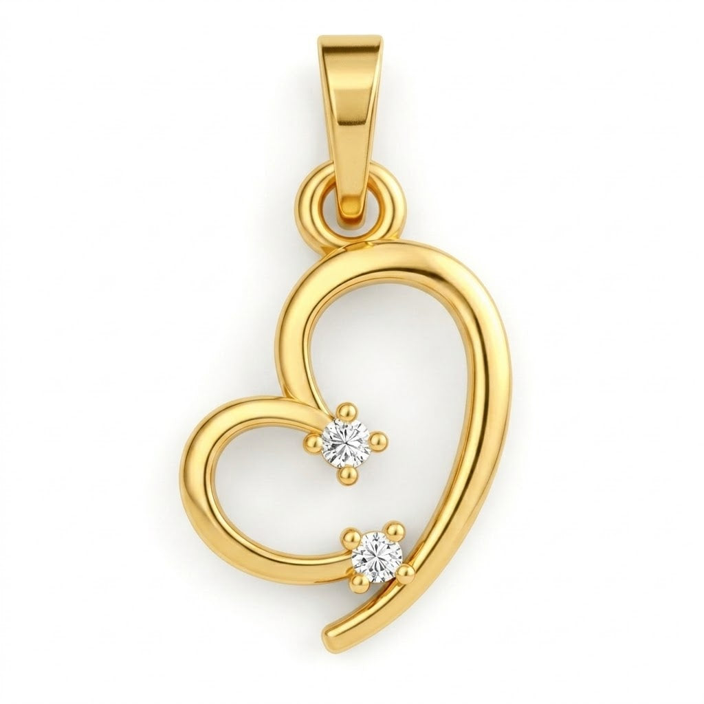 Tender Dual Heart Diamond Gold Pendant