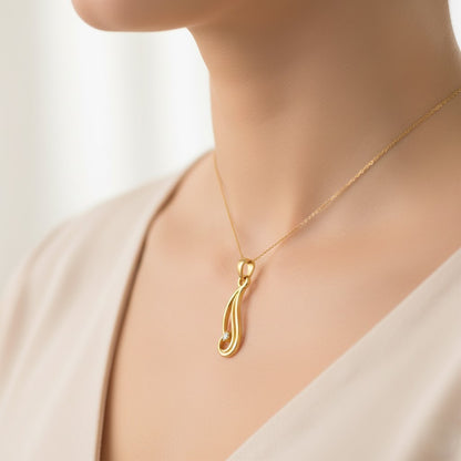 Graceful Curve 9K Diamond Gold Pendant