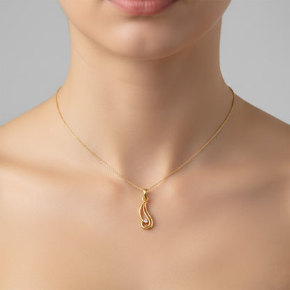 Graceful Curve 9K Diamond Gold Pendant
