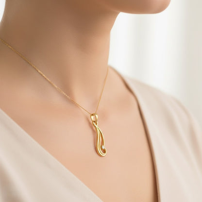 Graceful Curve 9K Diamond Gold Pendant