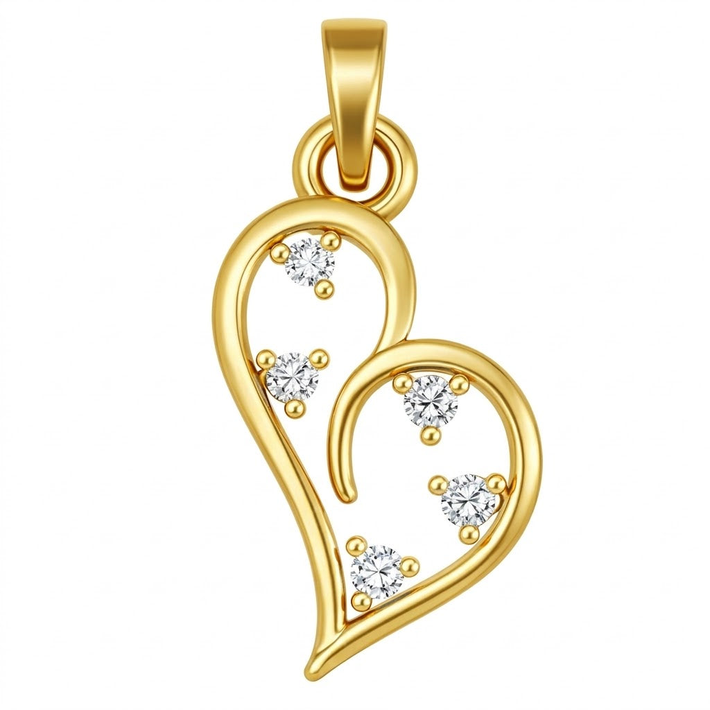 Curved Love Sparkle Diamond Gold Pendant