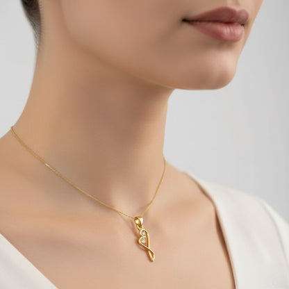 Romantic Swirl Heart Diamond Gold Pendant