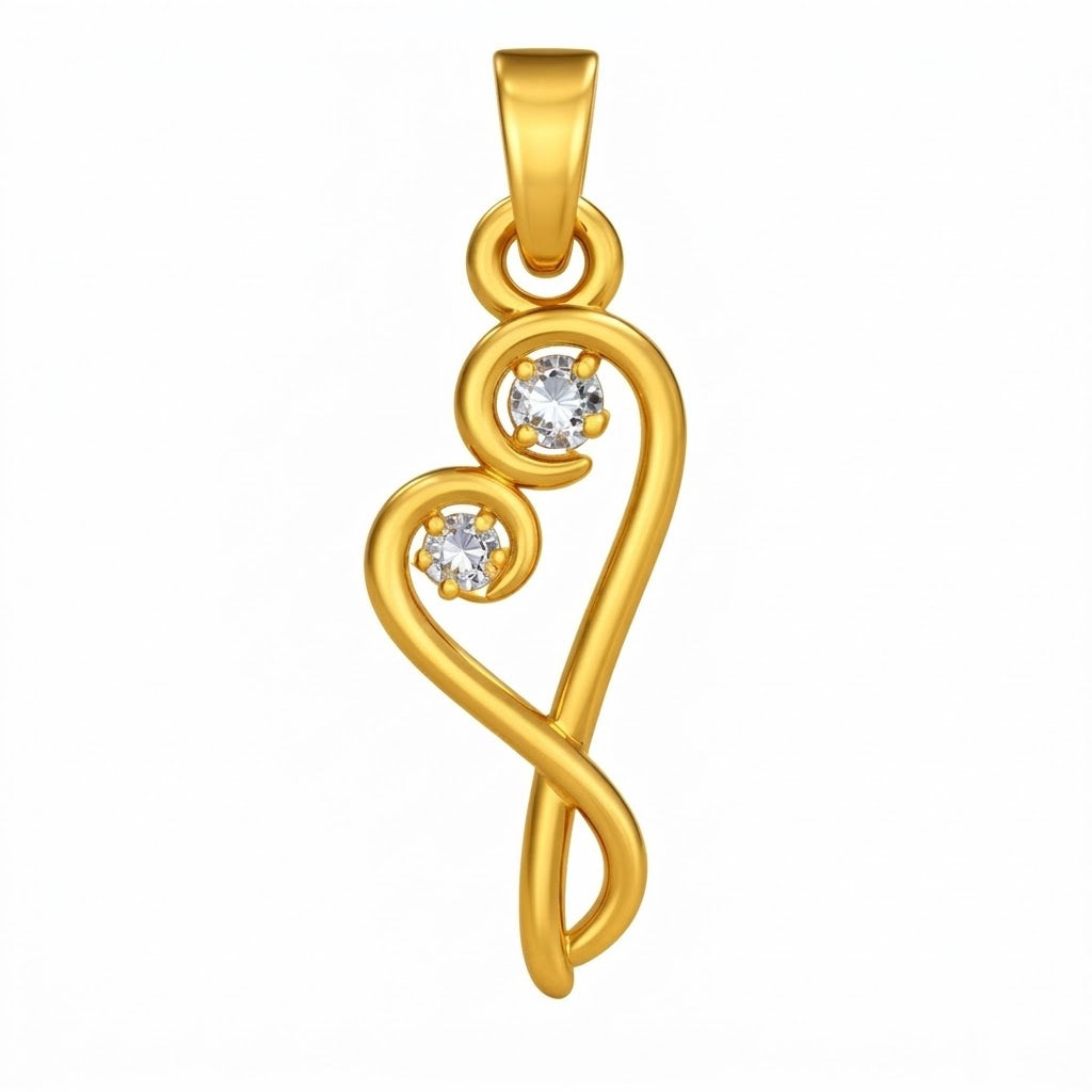 Romantic Swirl Heart Diamond Gold Pendant