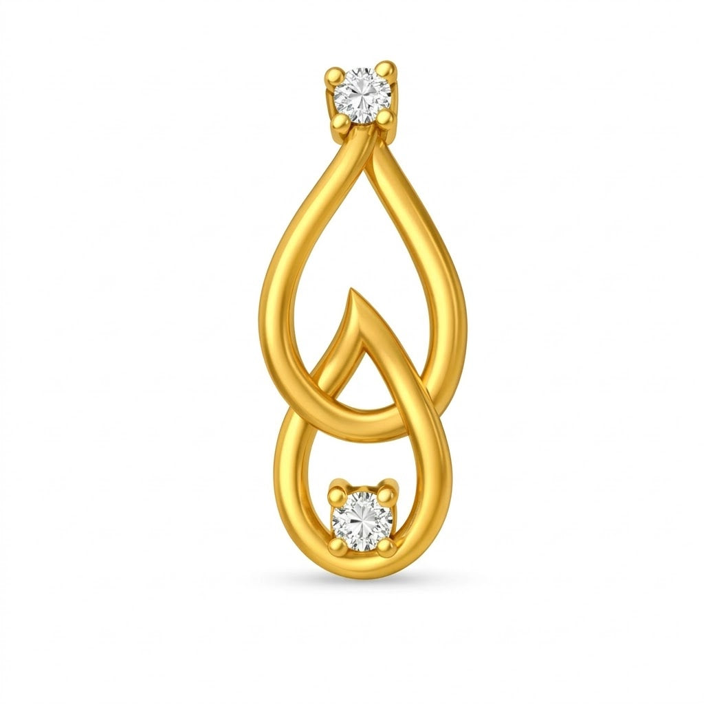 Dual Dew Drop Diamond Gold Pendant