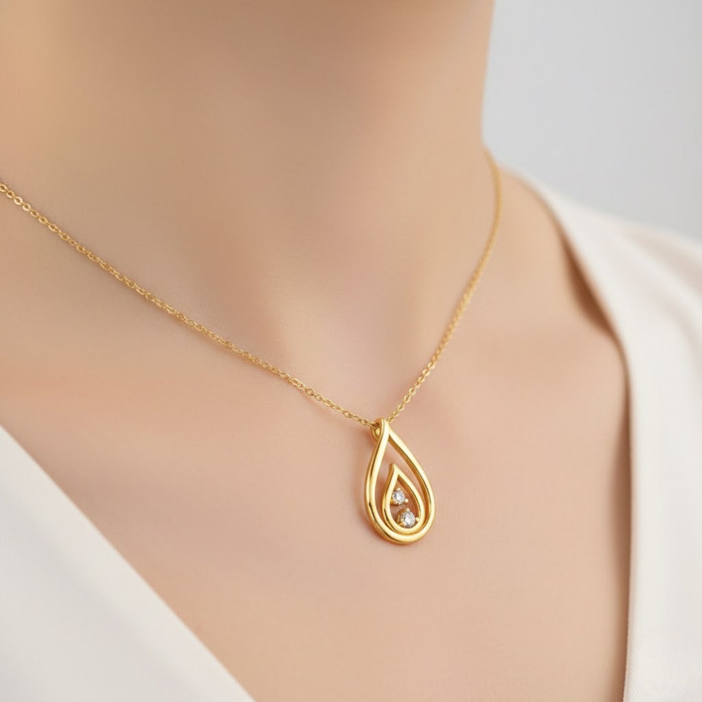 Nested Dew Sparkle Diamond Gold Pendant