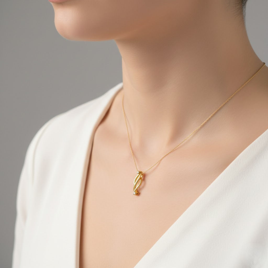 Twisted Harmony Diamond Gold Pendant